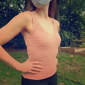 Madewell pink knit sleeveless sweater tank top XSS